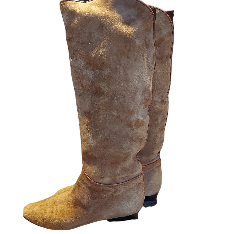 Bally suede and leather knee high Tan boots Size 6